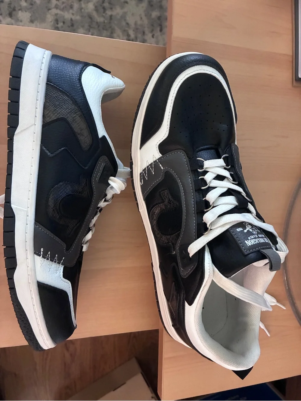 True Religion Black and White Graphic Sneakers, Men’s Size 12